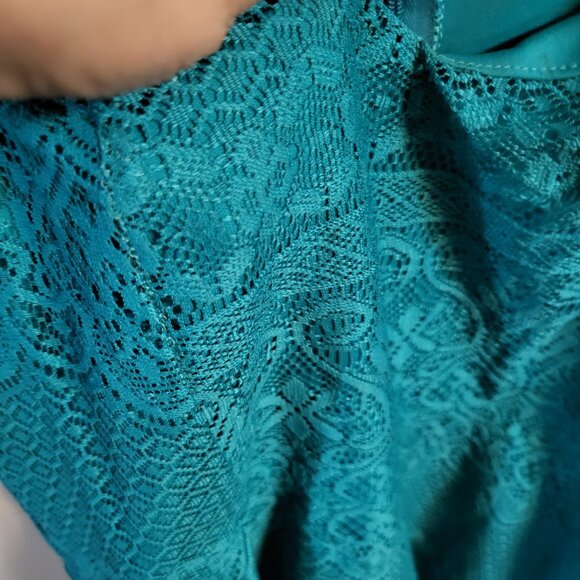 JONATHAN MARTIN TEAL LACE MINI DRESS SZ XL - Picture 3 of 6